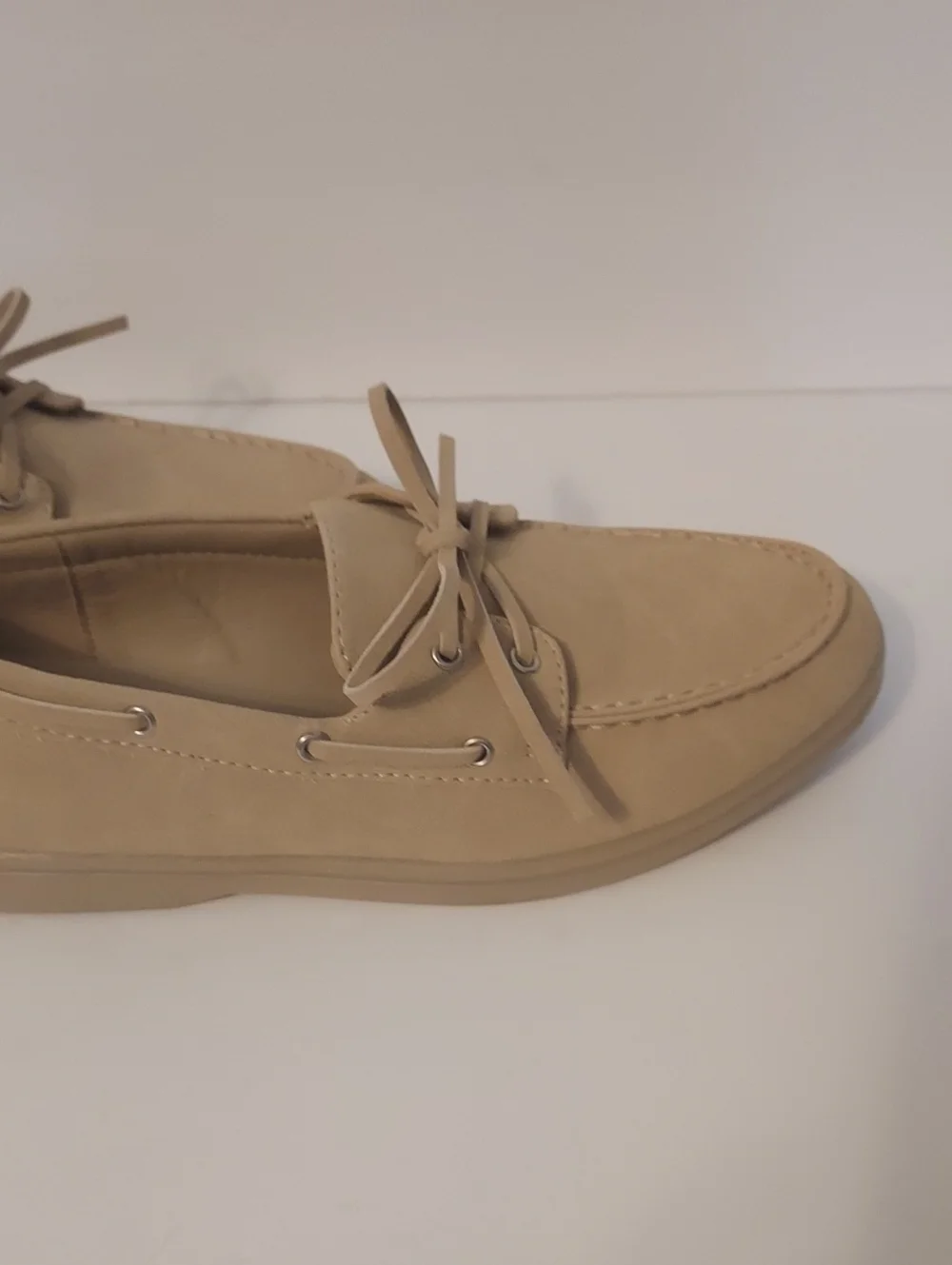 JustFab Faux Suede Boat Shoe Beige Tan Cream Size 7